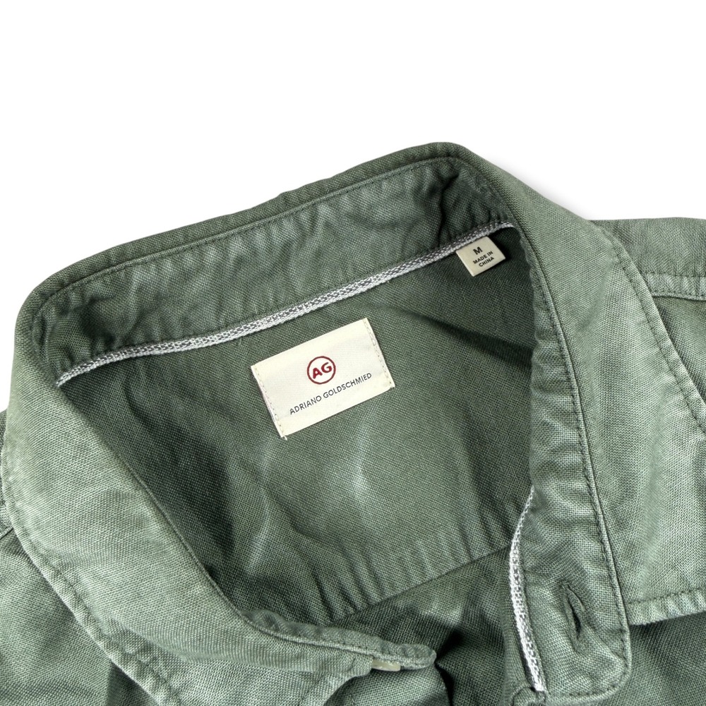AG Adriano Goldschmied Mens Short Sleeve Button Down Shirt Sage Green Cotton M - Picture 4 of 8